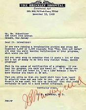 Brinkley "QSL" Letter